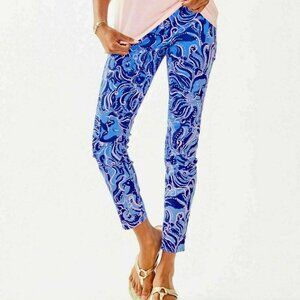 Lilly Pulitzer Blue Patterned Straight Leg Pants
